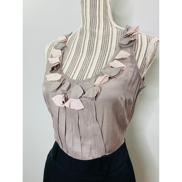 Anthropologie Sine Flower Trim Jumpsuit Women 2 Dressy Career Casual Brunch Chic - Picture 6 of 11